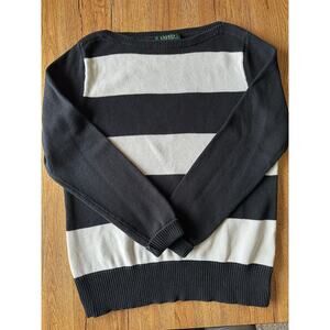 Lauren Ralph Lauren Boatneck Black & White Stripped Sweater Size L